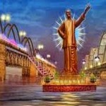 60 ft NTR Statue in middle of Godavari River!