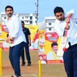 Nara Lokesh Shows Off Batting Skills at Mangalagiri Premier League