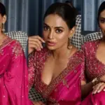 Kamakshi Bhaskarla Stuns in Dark Pink Saree