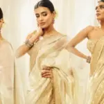 Hebah Patel Shines in Ivory Saree Elegance